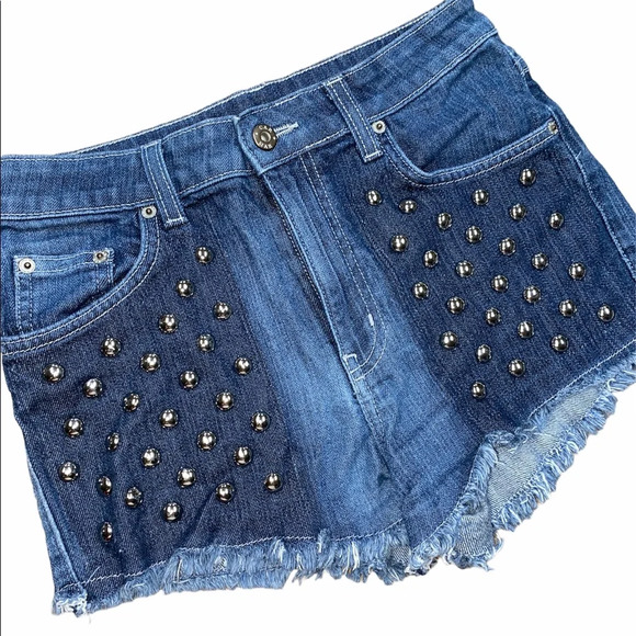 Carmar metal studded festival denim cutoff shorts size 26 - Picture 1 of 7
